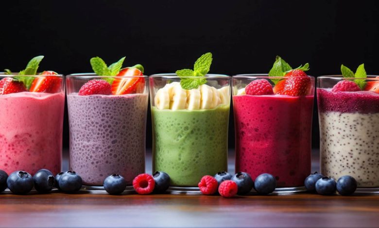 Glasses of fruit smoothies