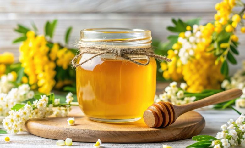 raw honey in a jar