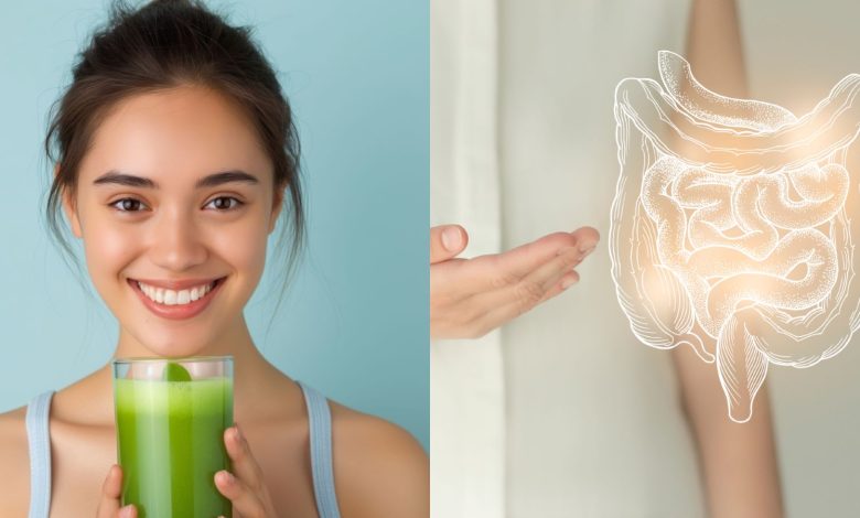 Woman drinking juice