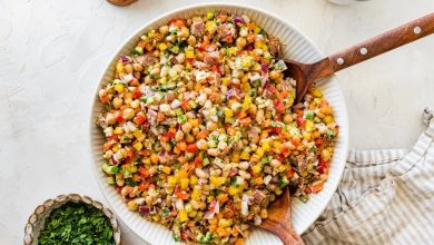 Dense Bean Salad with Salami and Feta